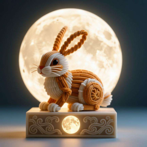 扭扭棒中秋玉兔:月亮底座设计